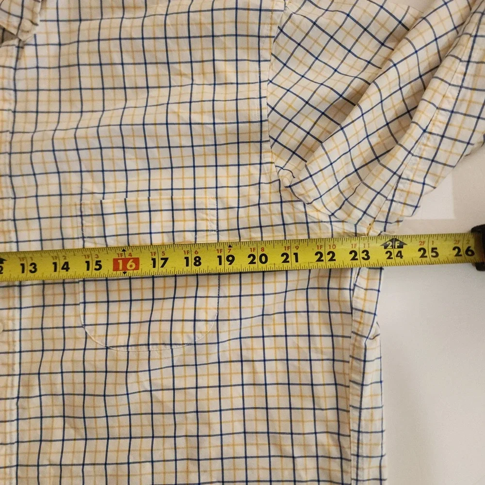 C83 J Crew Mens XL Button Down Shirt‎ Long Sleeve Plaid Blue Yellow Cotton